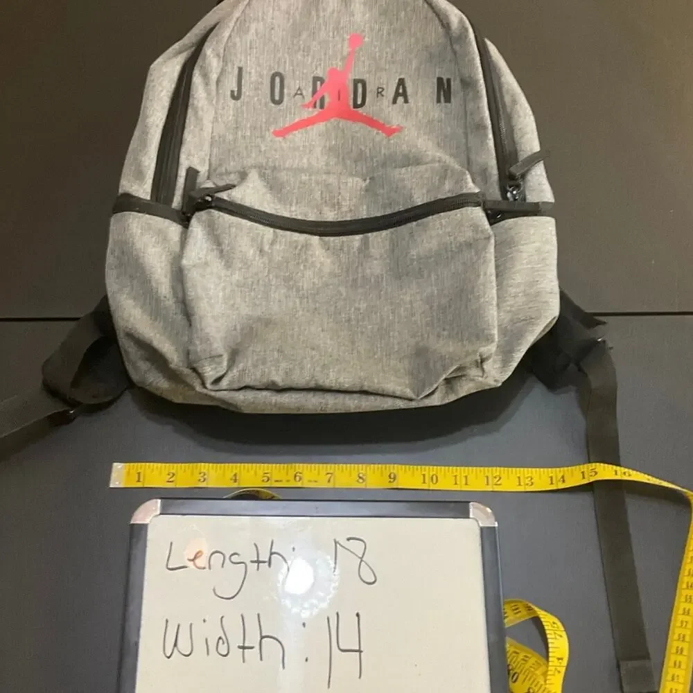Nike Air Jordan Backpack Gray Red Jumpman Logo School Laptop Bag Large